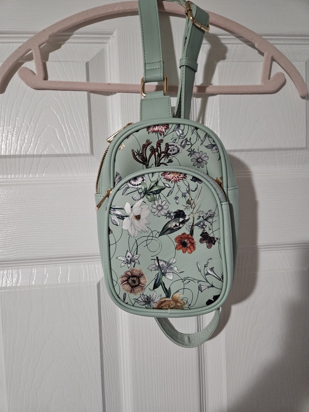 Floral Mint Mini Crossbody Backpack - Mint